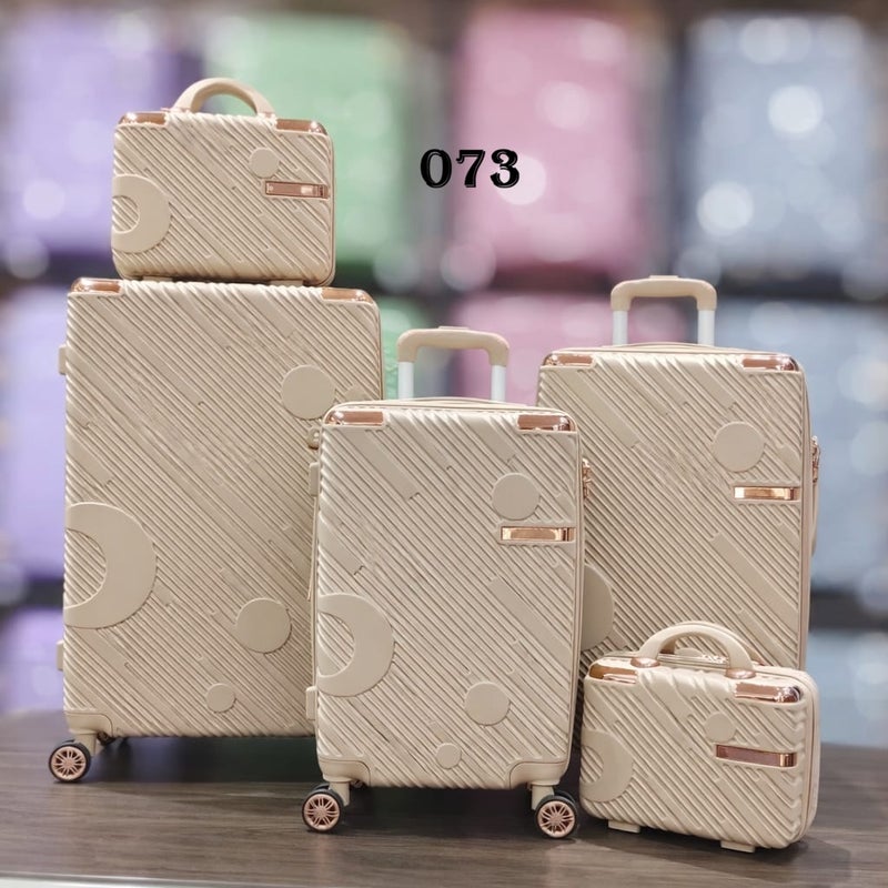 milano Luggage Trolley Bags Set, 5 Pieces, Diagonal Stripe Design - Modern Design and Luxury Touch (Rose) - Image 2